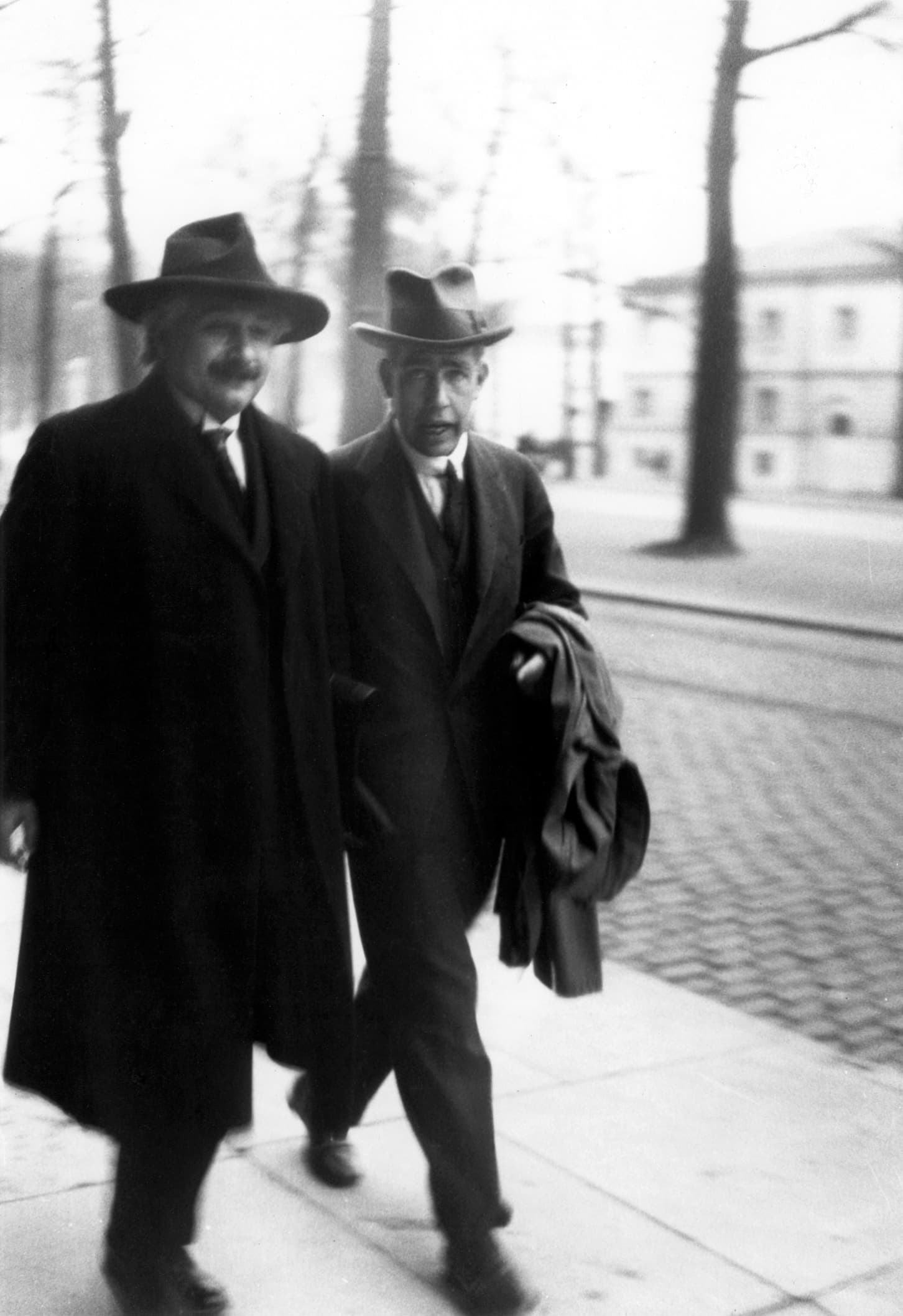 Niels Bohr and Albert Einstein seated in conversation, photographed by Paul Ehrenfest.