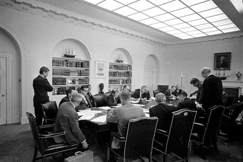 Another view of the Executive Committee meeting around the Cabinet Room table in October 1962.