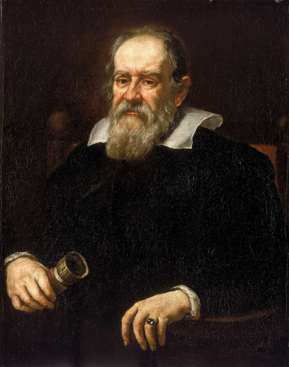 Justus Sustermans' 1636 portrait of Galileo Galilei, bearded and in dark clothes.