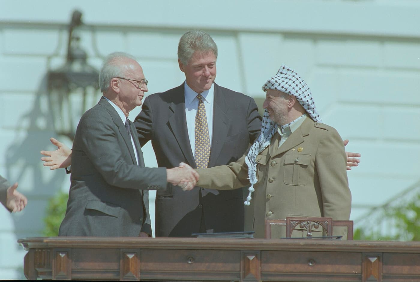 The signing ceremony for the Declaration of Principles on the White House South Lawn, September 1993.
